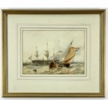 GEORGE CHAMBERS (1803-1840) watercolour - A Dutch fishing vessel in choppy waters before an American