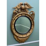 REGENCY-STYLE WALL MIRROR, later fitted with flat bevelled mirror plate, eagle surmount, with