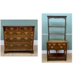 SMALL OAK WELSH DRESSER, open delft rack on potboard base fitted four drawers, 20th Century, 170h