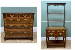 SMALL OAK WELSH DRESSER, open delft rack on potboard base fitted four drawers, 20th Century, 170h