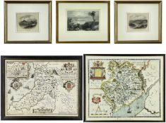 JOHN SPEED coloured antique map of 'Cardigan Shyre' (Cardiganshire) dated 1610, Sudbury & Humbell