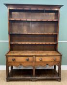 EARLY 19TH CENTURY OAK WELSH DRESSER, Cardiganshire, deal-boarded rack with shelves and wrought iron