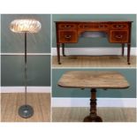 19TH CENTURY MAHOGANY TRIPOD TABLE, reeded rectangular tilt action top, turned column, reeded