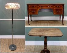 19TH CENTURY MAHOGANY TRIPOD TABLE, reeded rectangular tilt action top, turned column, reeded