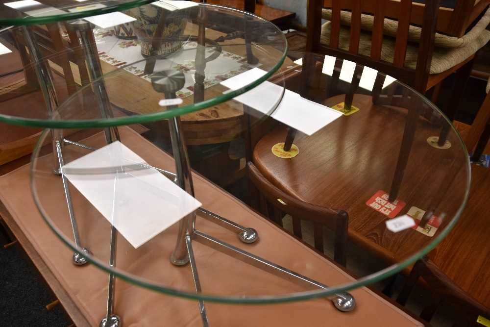 NEST OF THREE MODERN CHROME & GLASS OCCASIONAL TABLES, by So'home Designs, each 50cms diameter (3) - Image 7 of 12