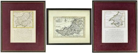 THREE ANTIQUE COLOURED COUNTY MAPS, 18th Century, each framed, comprising Francis Grose '