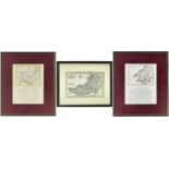 THREE ANTIQUE COLOURED COUNTY MAPS, 18th Century, each framed, comprising Francis Grose '