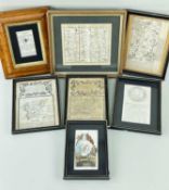 GROUP OF SEVEN ENGRAVED WELSH ROAD MAPS & SIMILAR 16th / 17th Century, all framed, comprising