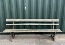 RAILWAY INTEREST: GWR CAST IRON PLATFORM BENCH, 224 x 48 x 83cm h Comments: green paint weathered.