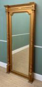 VICTORIAN-STYLE GILT WOOD & GESSO PIER MIRROR, architectural form with fluted columns and tablet