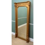 VICTORIAN-STYLE GILT WOOD & GESSO PIER MIRROR, architectural form with fluted columns and tablet
