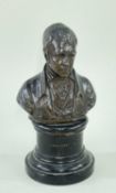 HENRY SNELL GAMLEY (1865-1928) bronze - bust of Sir Walter Scott, on a circular ebonised plinth,