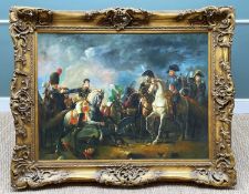 AFTER FRANCOIS GERARD oil on canvas - The Battle of Austerlitz, in Victorian-style frame, 90 x