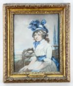 JOHN RAPHAEL SMITH (1752-1812) pastel - portrait of Mrs Parkyns, titled on frame plaque, 37.5 x 29cm