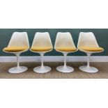 SET OF FOUR 'TULIP' CHAIRS AFTER A DESIGN BY EEROS SAARINEN FOR ARCANA, with fixed cushions on