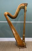 SEBASTIAN & PIERRE ERARD GOTHIC HARP, early 19th Century, birds eye maple and gilt gesso, seven