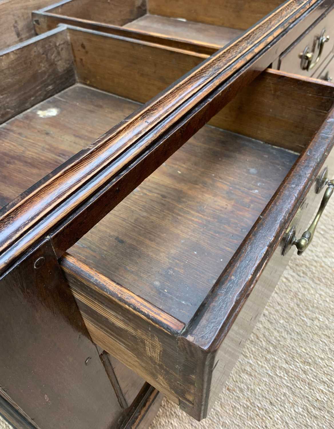 LATE 18TH CENTURY WELSH OAK PRESS CUPBOARD, probably Cardiganshire, cavetto cornice and blind fret - Image 11 of 12