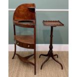 TWO 19TH CENTURY OCCASIONAL ITEMS, comprising a bow-front corner wash stand, 111cms high, and a
