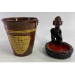 RAF PRESENTATION BUCKLEY JUG and a Studio Pottery sculpted figure of a kneeling man upon a glazed