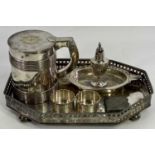 SMALL SILVER & EPNS WARE, seven items to include a Victorian silver pepper pot, London 1896, 10cms