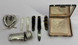 SILVER BIJOUTERIE, THREE ITEMS, to include a Victorian chase decorated etui, London 1868, maker