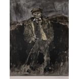 SIR KYFFIN WILLIAMS RA limited edition print (91/150) - a standing farmer with stick, signed in