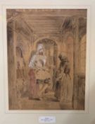 GEORGE CATTERMOLE 1800 - 1868 OWS watercolour??? - heightened with white, label titled 'The