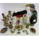 BOXED WADE WHIMSIES & OTHER PRODUCTS, Hummel and other figurines, Jema lustre bird and other