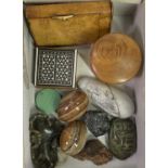 MIXED COLLECTABLES GROUP to include a large bur-walnut cigarette case with hinged end for matches,
