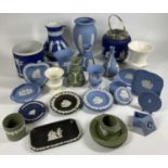 WEDGWOOD JASPERWARE - an excellent assortment in blue, black and green, approximately 30 pieces,