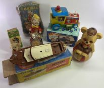 VINTAGE TOYS GROUP - to include a Triang Derwent 14" cabin cruiser, boxed, Chinese tin plate battery