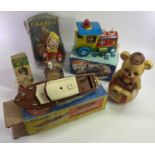 VINTAGE TOYS GROUP - to include a Triang Derwent 14" cabin cruiser, boxed, Chinese tin plate battery