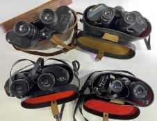 CASED PAIRS OF FIELD GLASSES/BINOCULARS (4) - to include Omega 10 x 50, Commodore 10 x 50, Chinon 10