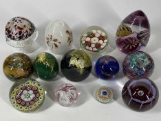 DECORATIVE GLASS PAPERWEIGHT COLLECTION - 13 items, mostly marked, to include six by Louis Thompson,