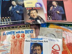 VINTAGE VINYL LP & 45 RPM RECORDS, and a framed poster for the Ken Dodd laughter show, the records