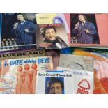 VINTAGE VINYL LP & 45 RPM RECORDS, and a framed poster for the Ken Dodd laughter show, the records