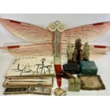 CHINESE & JAPANESE COLLECTABLES, a mixed group to include a painted silk dragonfly kite/mobile,