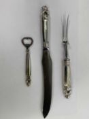 GEORG JENSEN, DENMARK, ACORN PATTERN CUTLERY, three items, all having sterling silver handles, to