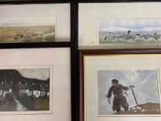 SIR KYFFIN WILLIAMS RA, WILF ROBERTS & PHILLIP SNOW PRINTS (4) - Sir Kyffin Williams print on card -