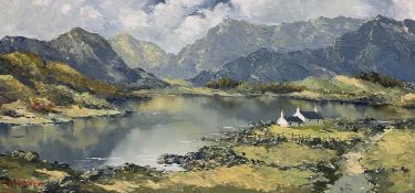 CHARLES WYATT WARREN oil on board, label verso titled 'Llyn Trawsfynydd' with Charles Wyatt Warren