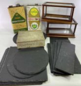 SLATE PLACEMATS - various sizes and shapes, circular, approximately 27cms diameter, square 31cms,