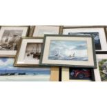 PAINTINGS & PRINTS ASSORTMENT (8) - to include maritime related, classic car and aviation