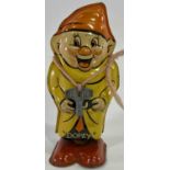 WALT DISNEY DOPEY - from Snow White and the Seven Dwarfs clockwork tin plate toy, 13cms H, with