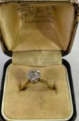 18CT GOLD SOLITAIRE DIAMOND RING, diamond estimate 1.23 carats, hallmarked 750 with date mark for