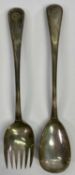 VICTORIAN SILVER SALAD SERVERS, A PAIR, London 1867, maker H J Lias & Son, 30.5cms in length the