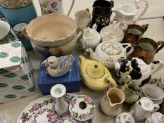 VICTORIAN & LATER POTTERY & OTHER COLLECTABLES GROUP to include bedroom wash jugs, dressing table