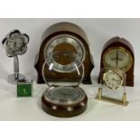 VINTAGE & LATER CLOCKS & BAROMETERS - a mixed group to include an unusual mahogany cased G P O