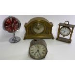 FRENCH, SWISS & ENGLISH MANTEL CLOCKS (4) - a gilt brass French made example, architectural form