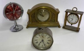 FRENCH, SWISS & ENGLISH MANTEL CLOCKS (4) - a gilt brass French made example, architectural form