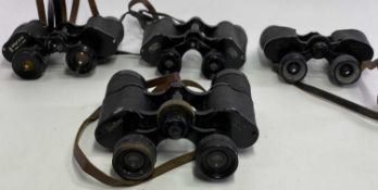 CASED BINOCULARS - 4 pairs by various makers including Karl Zeiss Jena, Silvarem 6 x 30s, set of 8 x